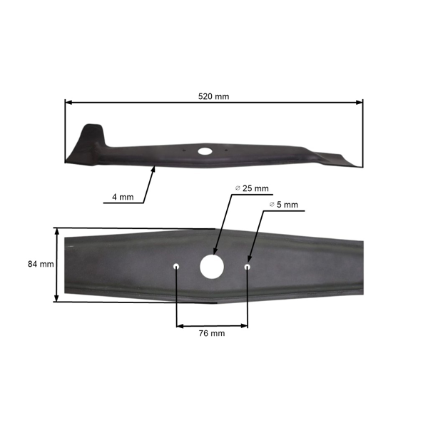 Žací nôž 52 cm (20") ľavý pre záhradné traktory Etesia MVE HH100 (OEM A24935A)