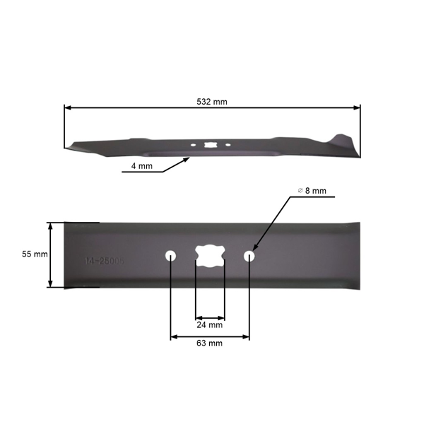 Žací nôž 53,2 cm (21") pre MTD Yardman White Gutbrod Lawnflite Raiffeisen Topflite (OEM 942-0641 742-064)