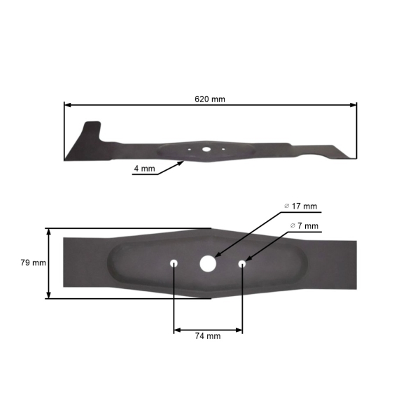 Žací nôž 62 cm (24") pravý pre záhradné traktory Efco EF124 Oleomac OM124 AGS Herkules Axxom Karsit Agrojet (OEM 532050422593 532-050-422-593 532.050.422.593A)
