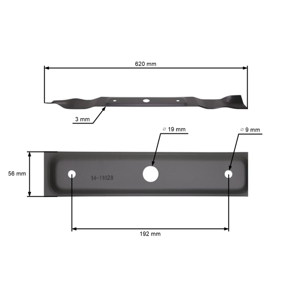 Žací nôž 62 cm (24") pre záhradné traktory Alpina Stiga Variolux Castel Garden Mountfield (OEM 184109504/0 84109504/0 1136-1640-01)