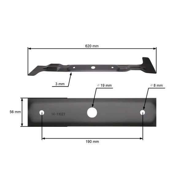 Žací nôž 62 cm (24") pre záhradné traktory Castel Garden Stiga Brill Iseki Varilux Hond Dolmar Viking (OEM 184109501/0 84109501/0 1136-1068-01 1136106801)
