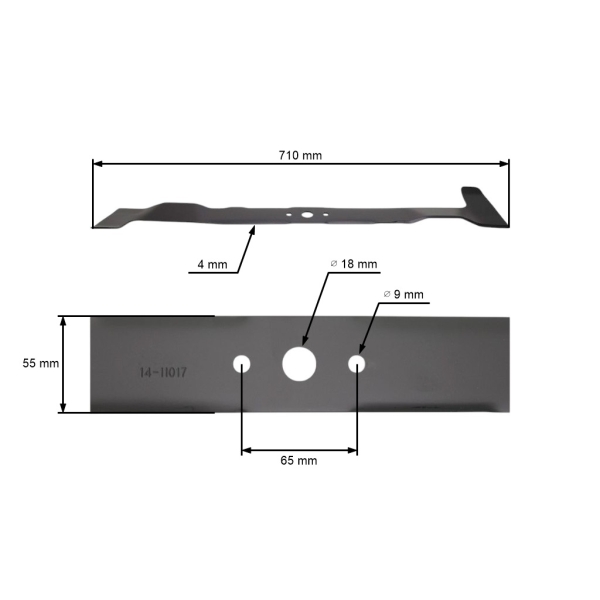 Žací nôž 71 cm (28") pre záhradné traktory Dolmar Alpina Castel Garden Stiga Honda John Deere Sabo Viking Solo Sabre (OEM 664.109.502 CG841-095-00H0 1136057001)
