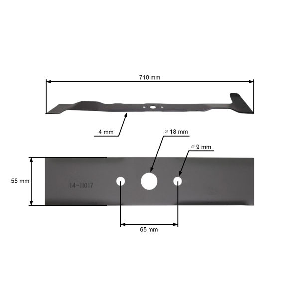 Žací nôž 71 cm (28") pre záhradné traktory Dolmar Alpina Castel Garden Stiga Honda John Deere Sabo Viking Solo Sabre (OEM 664.109.502 CG841-095-00H0 1136057001)