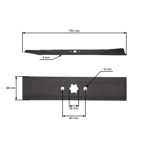 Žací nôž 76,2 cm (30") pre záhradné traktory MTD Brill Cub Cadet Efco Oleo-Mac Fleurelle Golf Gutbrod Wolf Yardman (OEM 742-04058 942-0609 942-0609C 942-04058)