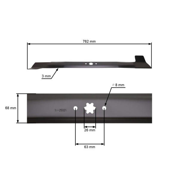 Žací nôž 76,2 cm (30") pre záhradné traktory MTD Oleomac Bolens Gutbrod Yard Man Efco Wolf Brill (OEM 42-04058 942-0609)