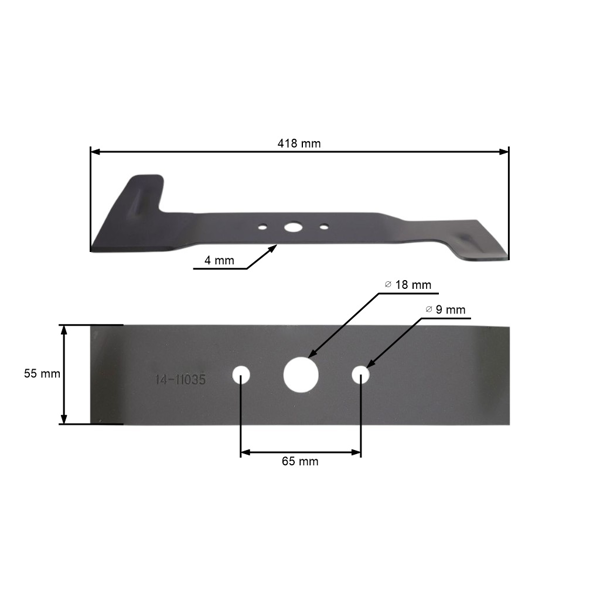 Žací nôž pravý 41,8 cm (17") pre záhradné traktory Castel Garden Alpina Stiga Mountfield (OEM 182004358/0)
