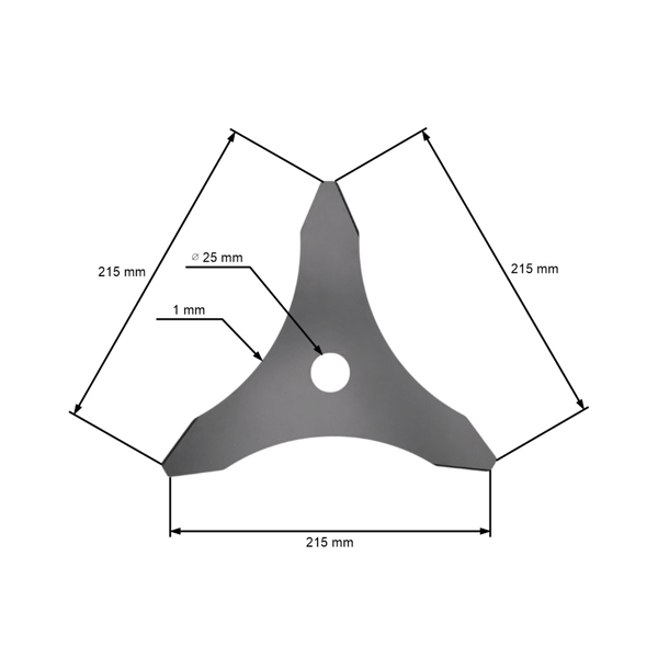 Žací oceľový nôž 3 zubý rozmer 255 mm x 25,4 mm pre krovinorezy a motorové vyžínače