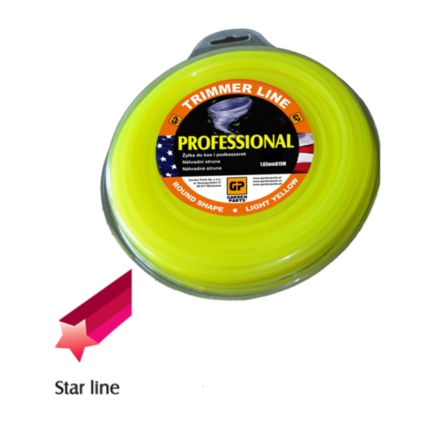 Žacia struna priemer 1,65 mm dĺžka balenia 15 m hviezdicový profil pre krovinorezy a vyžínače