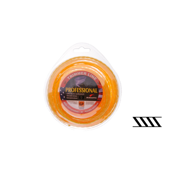 Žacia struna priemer 2,65 mm dĺžka balenia 15 m krútiaci sa profil pre krovinorezy a vyžínače