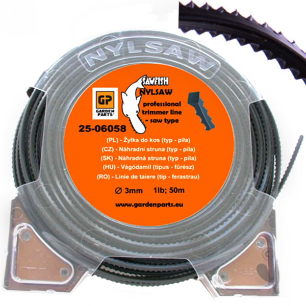 Žacia struna priemer 3,0 mm dĺžka balenia 50 m píla s profilom nylsaw pre krovinorezy a vyžínače